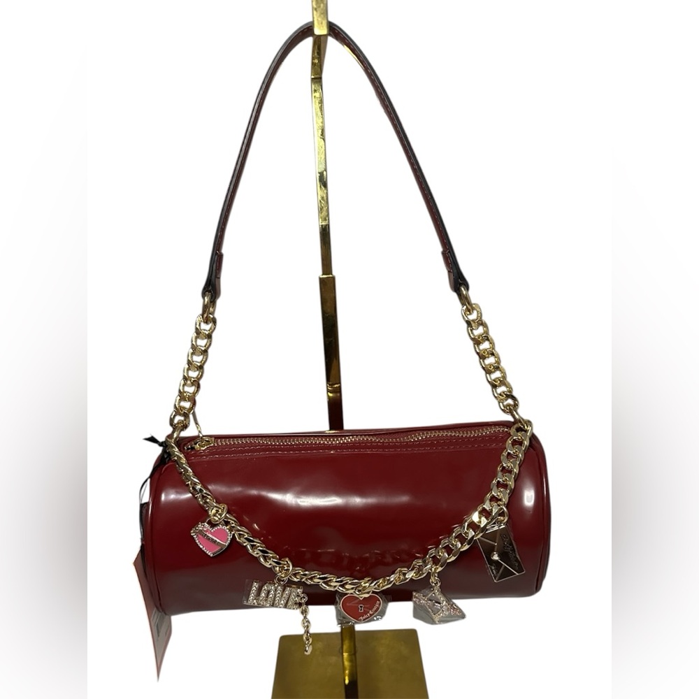 Juicy Couture New Love Comes Softly Should Barrel Bag with Charms in Deep Red